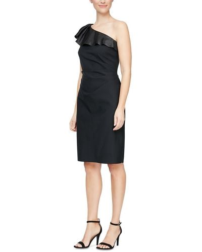 Alex & Eve Ruffled Knee-length Cocktail And Party Dress - Black