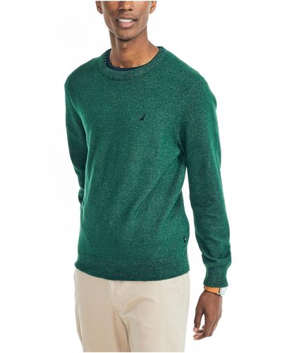 Nautica Heathered Long Sleeve Crewneck Sweater - Brown