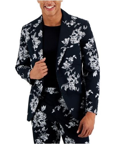 INC Slim Fit Jacquard Suit Jacket - Black