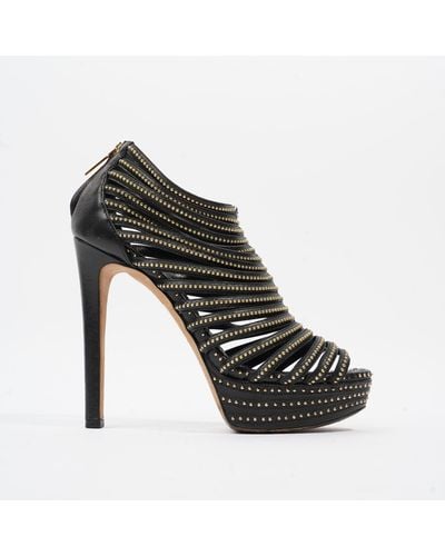 Dior Studded Strappy Platform Sandals 120 / Silver Leather - Black