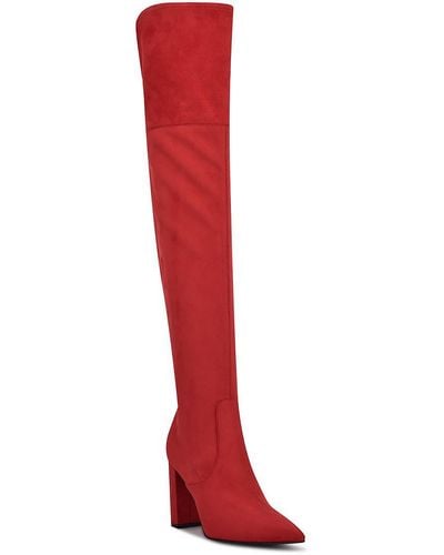 Nine West Daser Faux Suede Tall Thigh-high Boots - Red