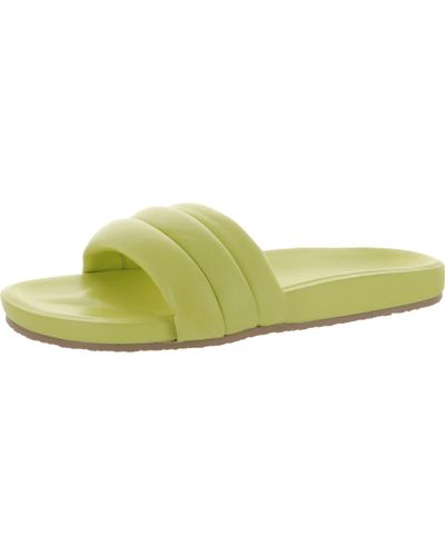 Seychelles Low Key Leather Open Toe Flat Sandals - Green