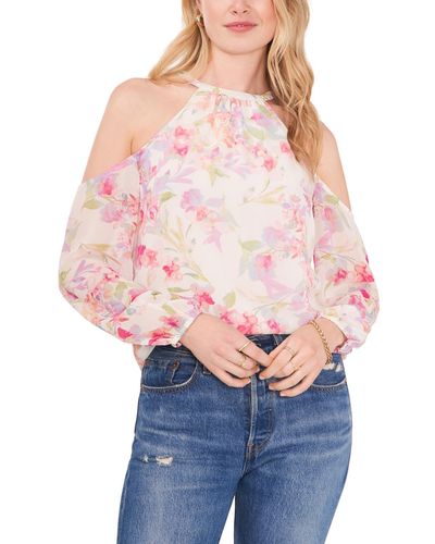 1.STATE Sheer Floral Blouse - Pink