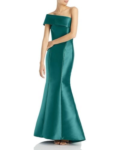 Amsale Satin Maxi Evening Dress - Green