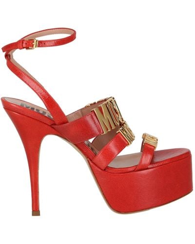 Moschino Degrade Metal Logo Heeled Sandals - Red