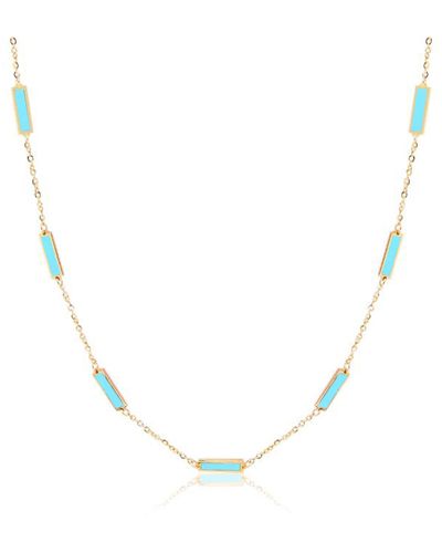 The Lovery Turquoise Bar Chain Necklace - Metallic