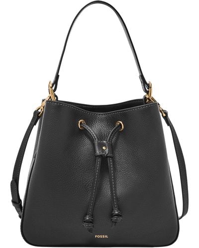 Fossil Tessa Litehide Leather Bucket Crossbody - Black