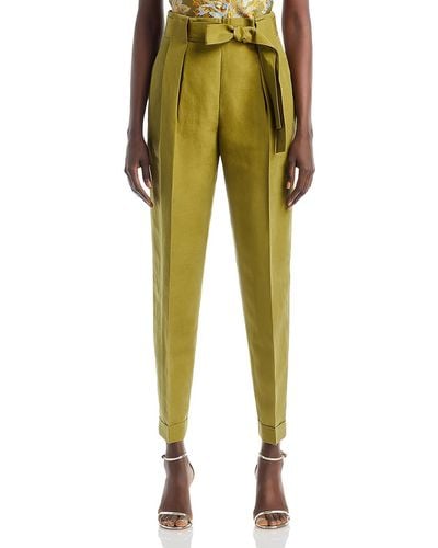 Lafayette 148 New York High Rise Pleated Paperbag Pants - Yellow