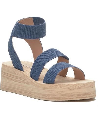 Lucky Brand Samella Ankle Strap Wedge Slingback Sandals - Blue