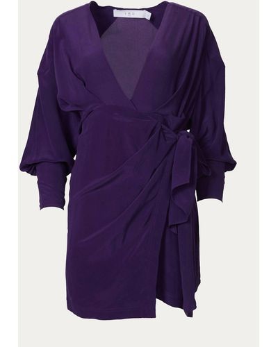 IRO Inima Draped Silk Wrap Dress - Purple