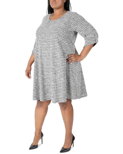 Signature By Robbie Bee Textured Knit Shift Dress - Gray