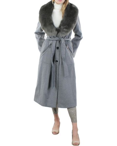 Vince Camuto Belted Dressy Long Coat - Gray