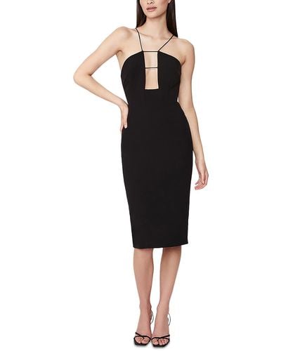 Bardot Plunging Short Midi Dress - Black