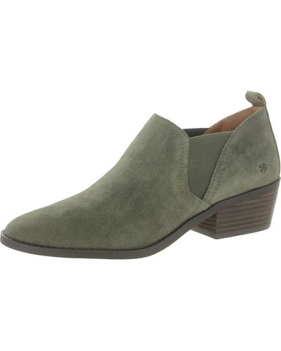 Lucky Brand Fallo Suede Slip On Ankle Boots - Green