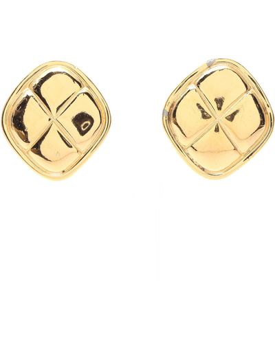 Chanel Earrings Diamond Motif Gp Gold Vintage - Metallic