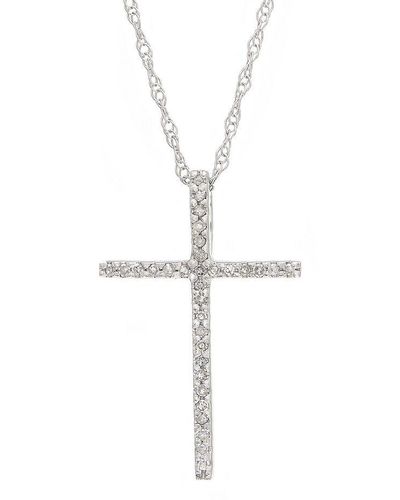 Monary Small Prong Cross Necklace (wg) - Metallic
