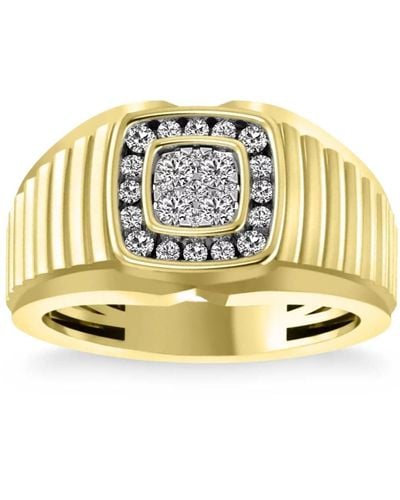 Pompeii3 1/2 Ct Diamond Ring Wide Polished Anniversary Band 10k Yellow Gold - Metallic