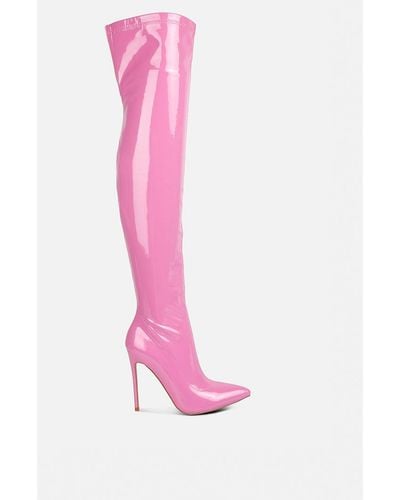 LONDON RAG riggle Long Patent Pu High Heel Boots - Pink
