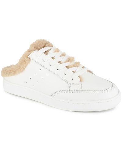 Splendid Frieda Leather Faux Fur Casual And Fashion Sneakers - White