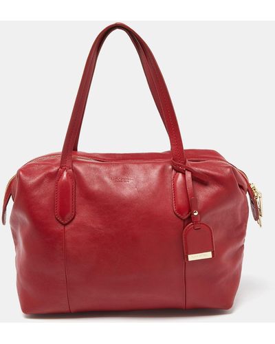 Lancel Leather Top Zip Bag - Red