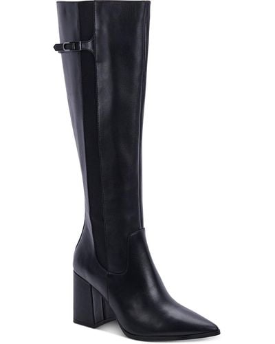 Aqua College Ireland Leather Zip-up Knee-high Boots - Black