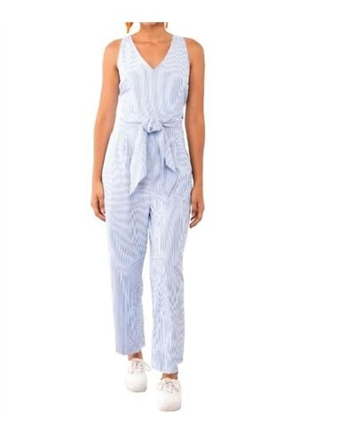 Gretchen Scott Wrap Jumpsuit - Wash & Wear Stripe - Blue