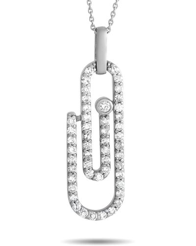 Non-Branded Lb Exclusive 14k Gold 0.33ct Diamond Paperclip Necklace Pn15089 - White