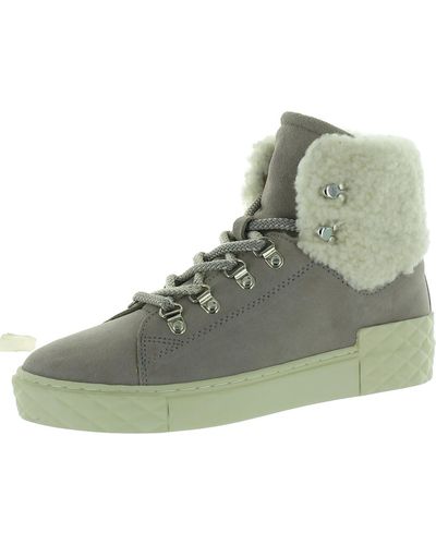 Marc Fisher Davie Suede Faux Fur Winter Boots - Green