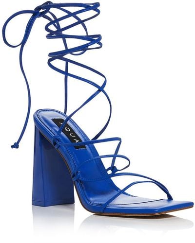 Aqua Leah Dressy Slip On Heels - Blue
