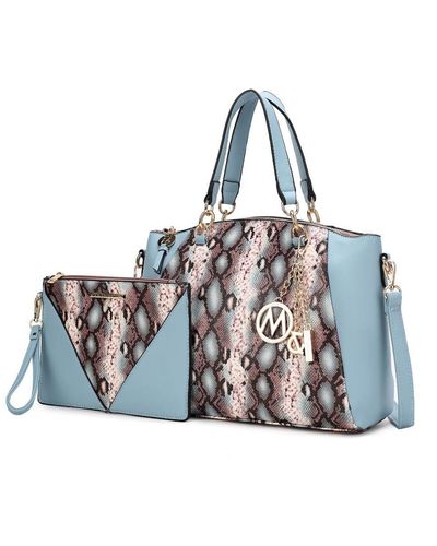 MKF Collection by Mia K Addison Snake Embossed Vegan Leather 's Tote Bag - Blue
