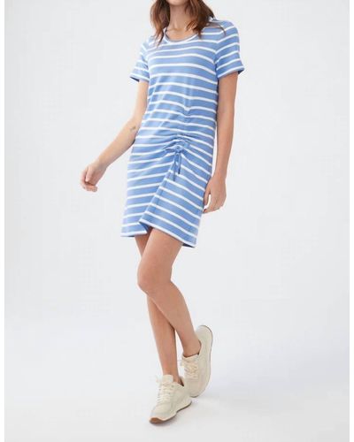 Fdj Short Sleeve Striped Dress - Blue