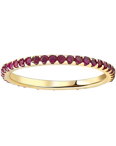 Pompeii3 3/4ct Ruby Eternity Ring Anniversary Band 10k Yellow Gold - Pink