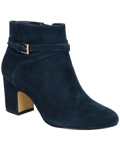 Bella Vita Arlette Leather Zip Up Ankle Boots - Blue
