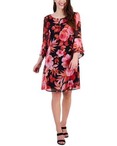 Connected Apparel Chiffon Cocktail And Party Dress - Red