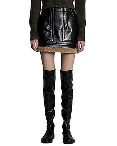 LVIR Faux Leather Sherpa Mini Skirt - Black
