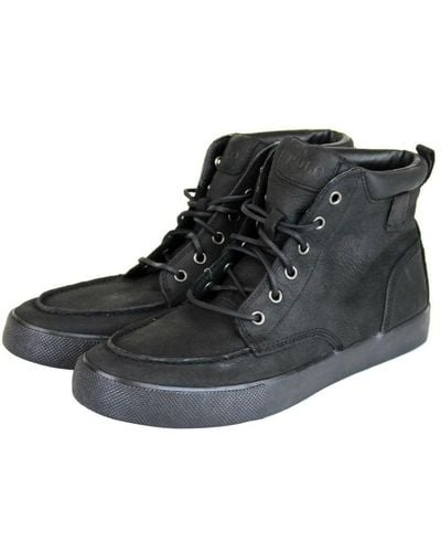 Polo Ralph Lauren Tedd Leather High Top Sneaker With Logo - Black