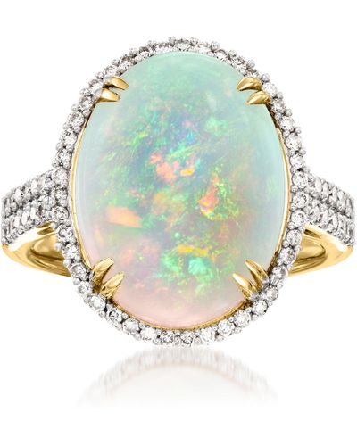 Ross-Simons Ethiopian Opal And Diamond Ring - Blue