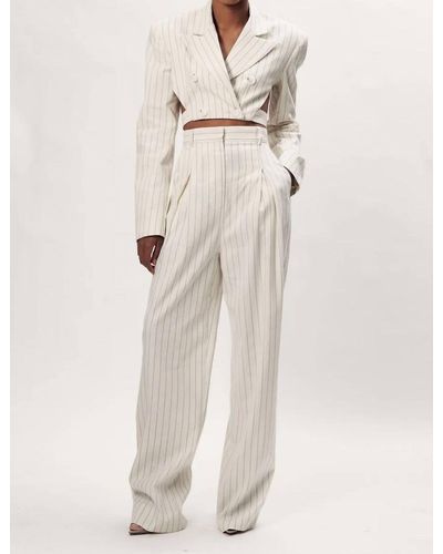 Ronny Kobo Diego High Waisted Pinstripe Wide Leg Pant - Natural