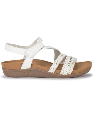 BareTraps Jalen Faux Leather Ankle Strap Footbed Sandals - White