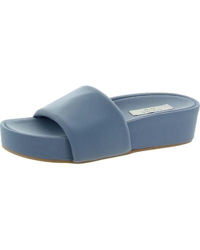 Steven New York Robyn Solid Open Toe Flatform Sandals - Blue