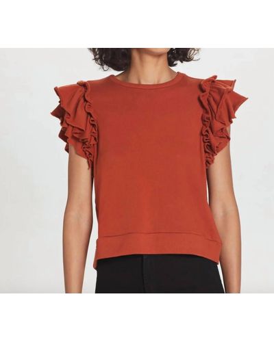 Goldie Flutter Sleeve French Terry Shell Top - Red