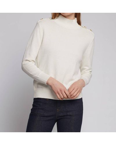 Vilagallo Buttons Turtleneck Sweater - White