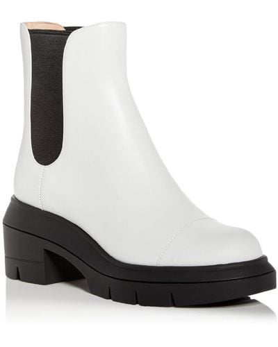 Stuart Weitzman Norah Leather Slip On Chelsea Boots - White