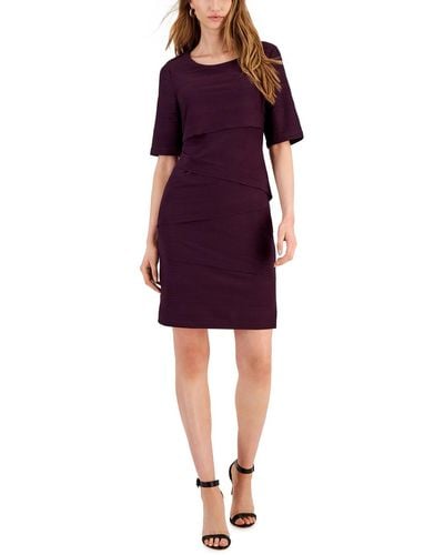 Connected Apparel Tiered Ribbed Sheath Dress - Purple
