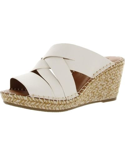 Gentle Souls Charli Woven Straps Leather Slip On Wedge Sandals - White