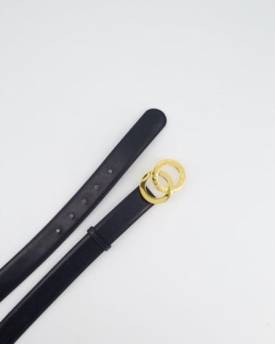 Chanel Celine Collectors Navy Loop Buckle Leather Belt - Blue