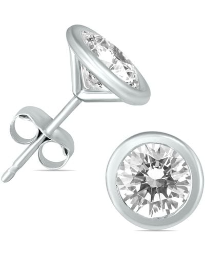 Monary 1 Carat Tw Bezel Diamond Solitaire Stud Earrings - White