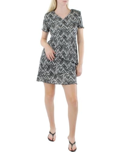 Connected Apparel Petites Tiered Mini Sheath Dress - Gray
