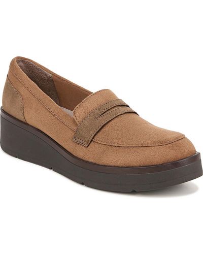 Bzees Fast Track Faux Suede Slip On Loafer Heels - Brown