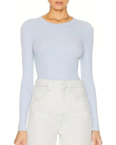Enza Costa Textured Knit Long Sleeve Top - Blue